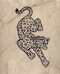 a drawing of a cheetah on the side of a wall