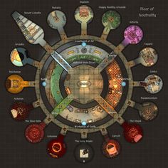 a map with many different items in it