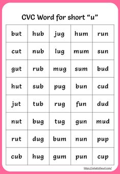 the cvc word for short u worksheet