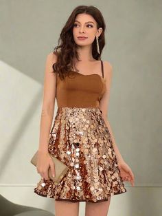 Sparkling Belle: Sequin Patchwork A-Line Bridesmaid Dress A-line Sequin Mini Dress For Prom Season, A-line Mini Dress With Sequins For Homecoming, Sequined A-line Mini Dress For Prom, Glamorous A-line Mini Dress With Sequins, A-line Mini Dress With Sequins For Prom Season, Party Sequin A-line Mini Dress, Sequin A-line Mini Dress For Party, Party Mini Dress With Sequins, A-line Shape, Glamorous A-line Sequin Dress For Party