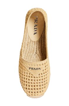 A fishnet-inspired raffia overlay brings breezy charm to this espadrille that merges laid-back style and elevated detailing. 1/2" platform (size 39) Synthetic upper/leather lining/synthetic sole Made in Spain Women's Designer Shoes Elegant Straw Espadrilles For Spring, Beige Woven Leather Espadrilles For Spring, Spring Beige Woven Leather Espadrilles, Espadrilles Shoes Outfit, Chic Natural Espadrilles With Woven Sole, Chic Woven Natural Espadrilles, Chic Natural Color Espadrilles With Woven Leather, Chic Natural Woven Espadrilles, Elegant Natural Espadrilles For Spring