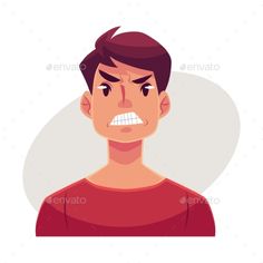 a young man with an angry look on his face - people characters / characters illustrations