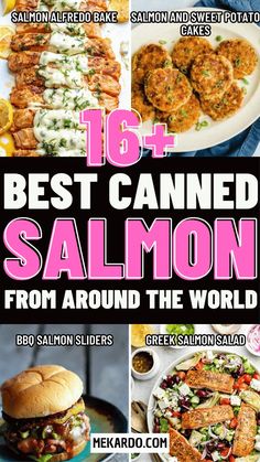 the best canned salmon from around the world is featured in this postcard for seafood lovers