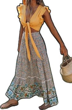 Non-stretch Maxi Skirt For Vacation, Non-stretch Maxi Skirt For Spring Vacation, Casual Non-stretch Maxi Skirt For Beach, Non-stretch Tiered Skirt For Beach, Non-stretch Tiered Beach Skirt, Beach Tiered Skirt, Non-stretch Summer Skirt For Beach, Non-stretch Long Skirt For Beach, Multicolor Non-stretch Maxi Skirt For Beach