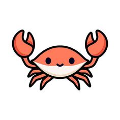 an orange crab with blue eyes and white teeth on it's face, sitting in front of a white background