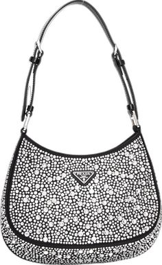 Prada Bag Diamond, Prada Sparkle Bag, Vintage Prada Shoulder Bag, Prada Bag Crystals, Prada Black Shoulder Bag, Press Studs, Black Crystals, Prada, Shoulder Strap