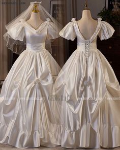 10% off now|Free shipping world-wide. Ruffled Ballgown Satin Vneck Wedding Dress with Bubble Sleeves at GemGrace. Click to learn our pro custom-made service for wedding dress, formal dress. View #BallGownWeddingDresses for more ideas. Satin Ball Gown With Ruffles For Wedding, Satin Ruffle Ball Gown, Victorian Satin Dress With Ruffles For Wedding, Victorian Ruffled Ball Gown For Wedding, Wedding Satin Ball Gown With Ruffles, Luxury Victorian Dress With Ruffles In Satin, Satin V-neck Ball Gown For Wedding, V-neck Satin Ball Gown For Wedding, Vneck Wedding Dress