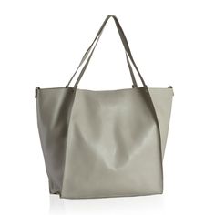 Genuine Gray Leather Tote Shoulder Bag. Size: 14" X 12" X 5". 20" High With Handle. It Has Clip On Closure. 4 Metal Legs On The Bottom, Which Is 3"-4" Wide. Made In India. There Is No Lining Inside. Bag Is Very Soft And Foldable. From Smoke, Pet Free Home Large Shoulder Bag With Top Carry Handle For Shopping, Large Modern Beige Bag, Large Modern Beige Shoulder Bag, Large Capacity Box Bag For Errands, Modern Large Beige Shoulder Bag, Large Chic Box Bag, Classic Gray Rectangular Bag, Classic Gray Rectangular Bags, Modern Large Capacity Bags