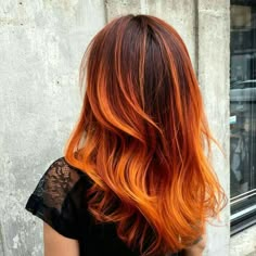 Orange Ombre Hair, Cheveux Oranges, Baylage Hair, Copper Hair, Dye My Hair, Red Hair Color, Hair Inspiration Color, Hair Color Dark, Orange Hair