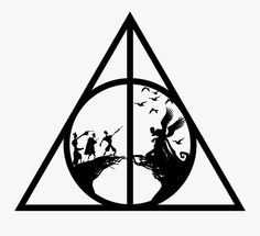 the deathly hall logo for harry potter's house, which has been drawn in black and white