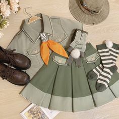 This price includes a shirt, a tie, a skirt, a waist belt, and a plush tail. Ribbon not included.  Cute bunny green Ouji fashion shirt and skirt set.   	 		 			Size 			XS 			S 			M 			L 			XL 			2XL 			3XL 		 		 			Shirt Length 			55.5 			57 			58.5 			60 			61.5 			63 			64.5 		 		 			Bust 			90 			94 			98 			102 			106 			110 			114 		 		 			Shoulders 			36 			37 			38 			39 			40.5 			41.5 			42.5 		 		 			Sleeve Length 			16.5 			17 			17.5 			17.5 			18 			18.5 			19 		 		 			Skirt Length Green Cotton School Sets, Casual Green Sets For School, Casual Green School Sets, Preppy School Sets For Spring, Green School Sets For Spring, Green Sets For School In Spring, Green Spring School Sets, Green Fall Skirt For School, Green Skirt For School In Fall