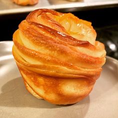 a close up of a pastry on a plate