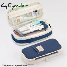 Cyflymder Large Capacity Pencil Case Stationery School Supplies Cases Pouch Office Desk Storage Bag Cute Pencil Pouches, School Storage, Large Pencil Case, Canvas Pencil Case, Pencil Case Pouch, Pencil Case Stationery, Bags For Teens, Stationery Organization, Eid Al Adha