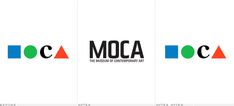 the logo for moca is shown in three different colors