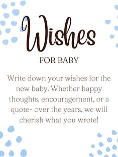 a blue and white background with the words wishes for baby