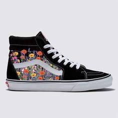 Get floral with these custom Vans Sk8-Hi sneakers. We buy each pair of blank shoes BRAND NEW from the Vans retail store. The ink is permanent and will never come off. Made in the USA. This price includes everything: shoes, artwork, and shipping. Thanks for stopping by our Etsy shop! Please message us with any questions! Sizes listed are in US sizing scale. If you have any issues with your order, please feel free to reach out to us and we will be more than glad to help you! Note: Blvd Custom is in no way affiliated with any of the shoe brands or companies that are featured on our website. Each pair of shoes is ordered lawfully bought at retail price. Floral Print High-top Sneakers For Streetwear, Floral Print Low-top Sneakers For Streetwear, Floral Print Sneakers For Spring Streetwear, Spring Floral Print Sneakers For Streetwear, Multicolor Slip-on Sneakers With Floral Print, Black Floral Print Sneakers For Spring, Custom Vans Slip On, Shoes Artwork, Hi Top Vans