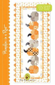 an orange and white pattern with pumpkins on it