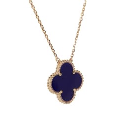 This Van Cleef & Arpels Vintage Alhambra pendant nNecklace is in 18k yellow gold with a lapis lazuli motif and a lobster claw clasp closure. Origin: France Condition: New and never worn Accompanied by: VCA green jewelry box, box and authenticity card Measurements: 16"-18" adjustable chain, 0.5" motif Gold And Blue Jewelry, Van Cleef Jewelry, Expensive Jewlery, Designer Wishlist, Vintage Alhambra Pendant, Alhambra Pendant, Navy Jewelry, Card Measurements, Van Cleef And Arpels Jewelry