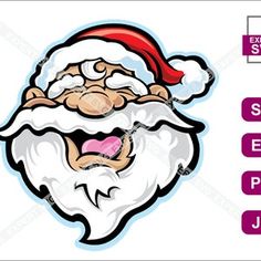 santa claus face with red hat and white beard