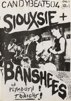 an old concert poster with band members on it