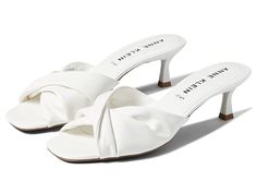 Anne Klein Lauraly - Women's Shoes : White : Let your sophisticated style flourish wearing the Anne Klein Lauraly Heeled Sandals, featuring unique twisted straps and chunky kitten heels. Man-made upper, lining, and insole. Easy slip-on style. Square open toe. Padded footbed. Man-made outsole. Imported. Measurements: Heel Height: 2 1⁄2 in Weight: 7 oz Measurements: Heel Height: 2 1 2 in Weight: 7 oz Product measurements were taken using size 9, width M. Please note that measurements may vary by s Chunky Kitten, Pretty Shoes Sneakers, White Kittens, Pretty Shoes, Shoes White, Heeled Sandals, Sophisticated Style, Anne Klein, Product Reviews