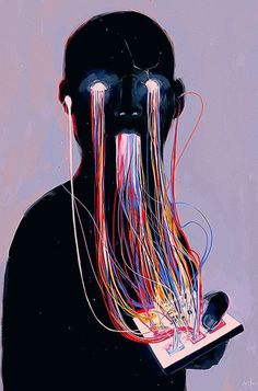 an instagramr with the image of a person's head covered in wires