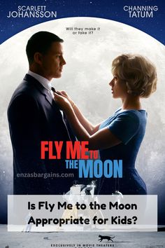 a movie poster for fly me to the moon with an image of a man and woman