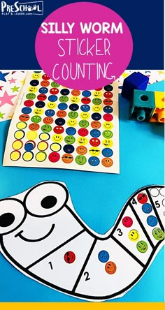 this silly worm sticker counting game is perfect for kids to practice number identification skills