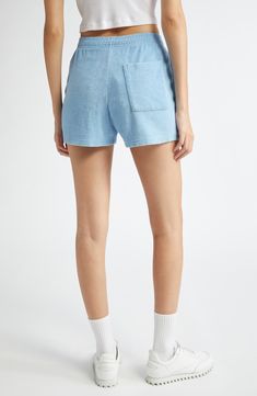 Cash in on comfort with these supersoft terry-cloth shorts that make lounging feel extra luxe. 3 1/4" inseam; 24" leg opening; 11" front rise; 15" back rise (size Medium) Elastic waist Side-seam pockets; back patch pocket 100% cotton Machine wash, dry flat Made in Portugal Asian & Pacific Islander Owned/Founded Cozy Relaxed Fit Pajama Shorts For Leisure, Cozy Relaxed Pajama Shorts For Leisure, Comfortable Blue Relaxed Fit Pajama Shorts, Blue Cotton Lounge Shorts, Athleisure Relaxed Fit Shorts For Loungewear, Comfortable Blue Lounging Shorts, Relaxed Fit Cozy Shorts For Leisure, Relaxed Short Length Pajama Shorts For Lounging, Cozy Relaxed Fit Leisure Shorts