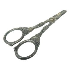 Art Nouveau Danish Scissors for Grapes, 1920s, in Very Good conditions.  Designed 1920 to 1949 Bottles And Jars, Art Nouveau, Grapes, Silver, Art