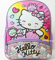 HELLO KITTY School Backpack BRAND NEW AUTHENTIC FULL SIZE MEASURES 16" TALL FAST SHIPPING! Cheap Hello Kitty Shoulder Bag, Cute Hello Kitty Print Bags For Back To School, Playful Hello Kitty School Bag, Pink Hello Kitty Print Bag For Back To School, Trendy Hello Kitty Print Bag For Back To School, Trendy Hello Kitty Print Back To School Bag, Cute Hello Kitty Print Bag For Students, Kawaii Multicolor Backpack For Back To School, Cute Hello Kitty Print Student Bag