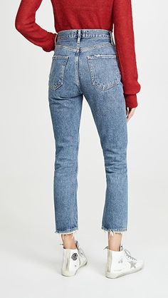 Winter Jeans With Frayed Hem, Winter Denim Jeans With Frayed Hem, Winter Fitted Distressed Jeans, Winter Distressed Fitted Jeans, Ripped Fitted Cropped Jeans For Fall, Fall Ripped Fitted Cropped Jeans, Fitted Distressed Cropped Jeans For Fall, Fall Fitted Ripped Cropped Jeans, Winter Straight Leg Ripped Jeans