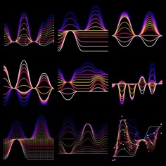 an image of sound waves with the words all in different colors and sizes on it