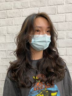 Permed Bangs Korean, Layered Wavy Hair Face Framing, Digital Perm Layered Hair, Layered Hair Perm, Face Framing Layers Wavy, Wave Perm Long Hair, Digital Perm Long Hair, Wavy Hair Face Framing Layers, Light Perm