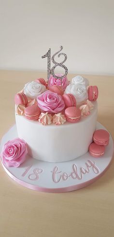 18th Birthday Cake Flowers, Cake Designs For 18th Birthday Girl, 18th Bday Cake For Girl, Girls 18th Birthday Cake, Bday Cakes For Girls, 18th Birthday Cake Designs, 18th Birthday Cake For Girls, Cakes For Teenagers, Bday Food