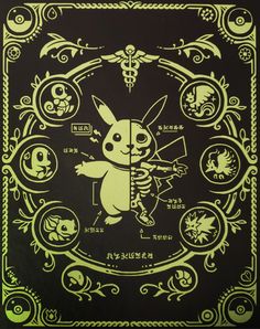 a black and white book cover with an image of a pikachu in the center