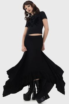 Quiet Despair Skirt | Killstar Low Waist Maxi Skirt, Dark Elegance, Hauntingly Beautiful, Closet Goals, The Quiet, Aesthetic Fashion, Anatomy, Stretch Fabric, Dip