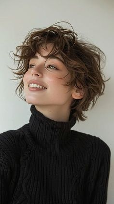 Scruffy Short Hair Women, Boy Cut For Women Curly, Cute Pixie Hairstyles, Short Hair Shag, Pixie Haircut 360 View, Female Face Reference, Bed Head Hair, Faces Women, Cool Hairstyles For Girls