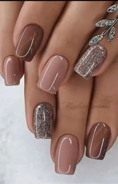 Beige Nails Design, Fall Gel Nails, Beige Nails, Short Square Nails, Cute Gel Nails