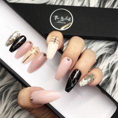 Love Me Tender, How To Clean Makeup Brushes, Girls Nails, False Nail, Gold Accent, Black Marble