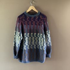 A lovely ultra soft Handknit Fair isle sweater with an Abstract geometric print, long  sleeves and a crew neck. Great unisex Pullover sweater, Layering sweater,  chest: 40" laid flat , unstretched and doubled. length:  29"  Great condition Fabric is a wool blend I believe. Being handknit there are no labels Layering Sweater, Casual Pullover Sweater, Sweater Layering, Fair Isle Sweater, Pullover Sweater Women, Soft Wool, Casual Pullover, Women Pullover, Fair Isle