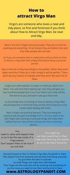 an info sheet with the words how to attract virgo man