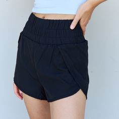 These Shorts Are Designed To Provide A Flattering Fit And A Cozy Feel That Will Keep You Looking And Feeling Your Best All Day Long. The High Waistband On These Shorts Not Only Adds A Trendy Touch But Also Offers Excellent Tummy Control And Support. It Helps To Accentuate Your Waistline And Create A Sleek Silhouette, Allowing You To Feel Confident And Comfortable In Any Outfit. Whether You're Running Errands, Hitting The Gym, Or Simply Lounging At Home, These Shorts Will Be Your Go-To Choice. Th Black High Waist Athletic Shorts With Elastic Waistband, Casual Black Athletic Shorts With Wide Waistband, Casual Black Shorts With Wide Waistband, Casual Black Yoga Shorts, Black Short Bottoms With Waistband, Black High Waist Elastic Shorts, High Waist Elastic Black Shorts, Casual Black Elastic Shorts, Black Yoga Shorts With Pockets