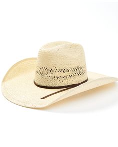 25X straw construction. Cattleman crease. 6" Crown. 4 1/2' Brim. Venting details around the crown. Leather sweatband. High Crown Straw Hat For Rodeo In Summer, Classic High Crown Hat Bands For Beach, Western Style High Crown Hat For Summer, Western Style High Crown Summer Hat, Adjustable High Crown Straw Hat, Rigid Straw Hat With Curved Brim For Country Events, Classic High Crown Straw Hat For The Beach, Classic Straw Hat Band For Western-themed Events, Classic Straw Hat Bands For Western-themed Events