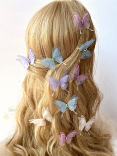 Add a touch of whimsy to your look with these delicate "Flower Girl" silk organza butterfly hairpins. The set includes three butterfly hair clips that are perfect for any spring or summer wedding, adding a romantic and dreamy touch to your hairstyle. Made of high-quality silk and organza materials, these butterfly bridal hairpins are a unique and eye-catching accessory that will make you feel like a true fairy tale princess. Each butterfly hair clip is carefully handcrafted with attention to det Organza Butterfly, Butterfly Hairstyle, Bridal Hairpins, Silk Butterfly, Fairy Hair, Women's Hairstyles, Butterfly Hair Clip, Butterfly Clips, Wedding Hair Pins