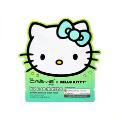 a hello kitty sticker on the side of a white background with stars and dots