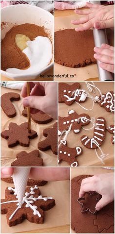 how to make gingerbread cutouts with icing and chocolate frosting - step by step instructions