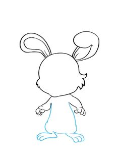 a drawing of a rabbit with one foot on the ground