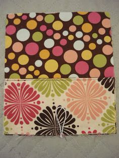 two pieces of fabric with different colors and designs on the top one is brown, pink, green, yellow