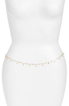 Glam up your look with this dainty belly chain detailed with bezel-set cubic zirconia stones for elegant sparkle. 28" length with 4" extender Sterling silver/rhodium or 14k-gold plate/cubic zirconia Imported Belly Chain Indian, Gold Waist Jewelry, Dainty Waist Chain With Adjustable Chain, Adjustable Dainty Waist Chain, Belly Bracelets, Gold Waist Chain, Birthday Nail Designs, Waist Jewelry, Gold Bodies